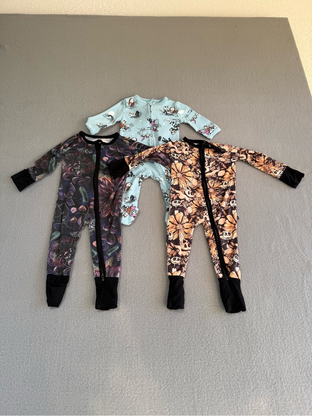 Onyx & Lore, Disney Night B4 Christmas 0-3 month Sleeper 3 pack Bamboo & Cotton